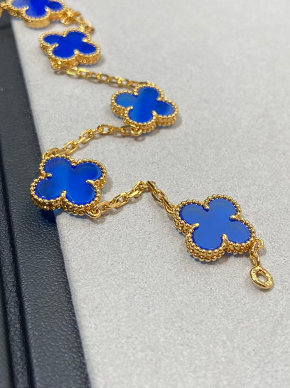 []CLOVER 5 MOTIFS PRUSSIA BLUE BRACELET