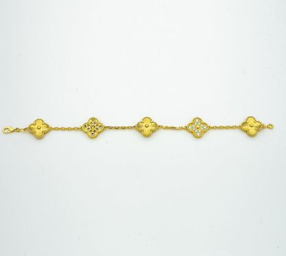 [Rose Tomorrow]CLOVER BRACELET 5 MOTIFS GOLD DIAMOND