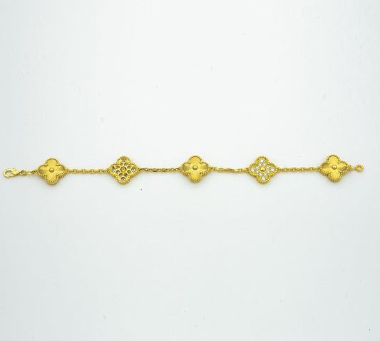 [Rose Tomorrow]CLOVER BRACELET 5 MOTIFS GOLD DIAMOND