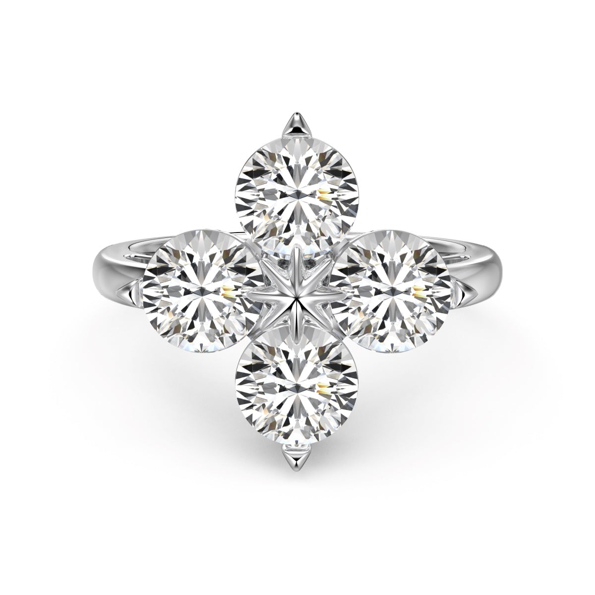 [Rose Tomorrow]Four-Leaf Clover Eight-Pointed Star Ring