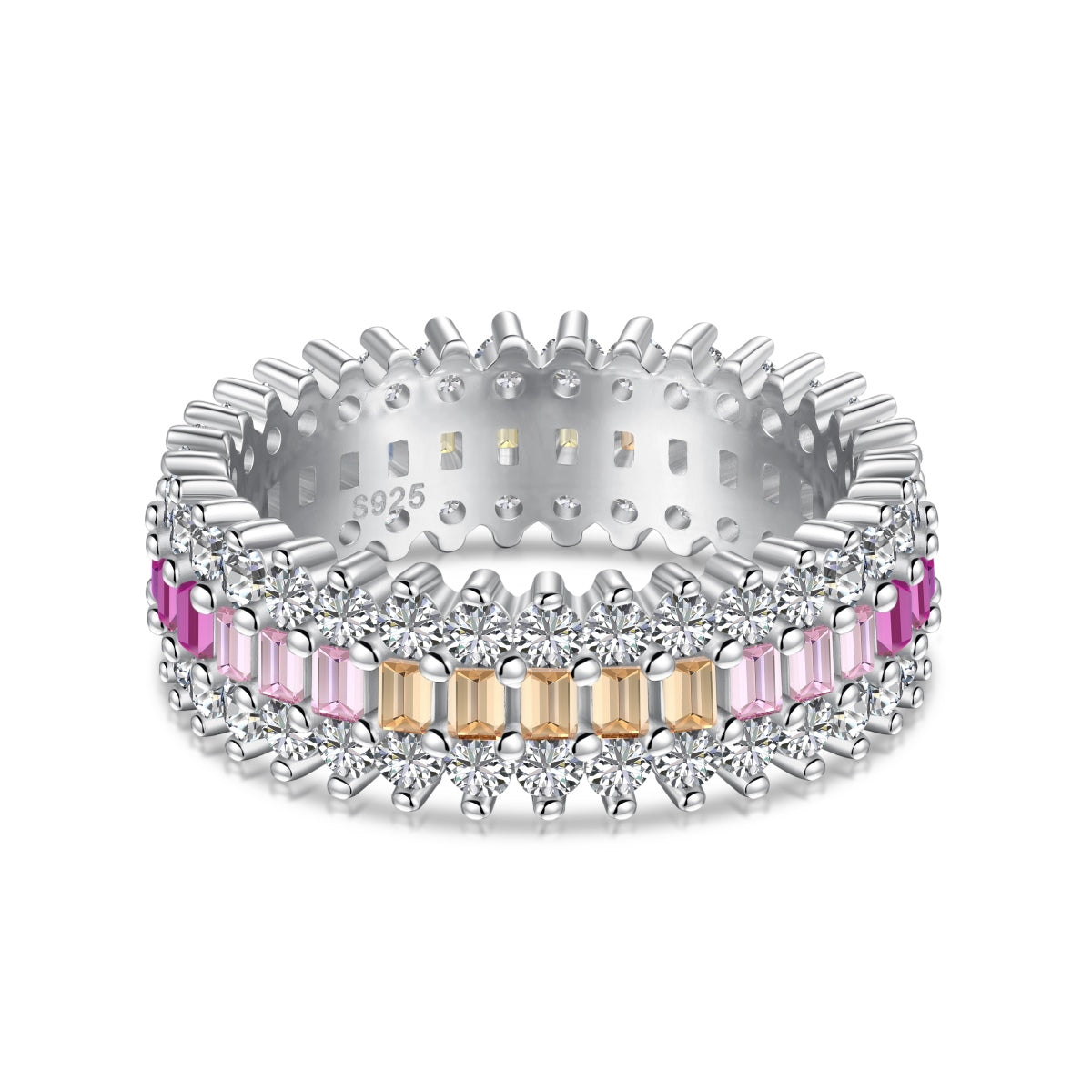 [Rose Tomorrow]Ornate Colorful Radiant Cut Daily Ring