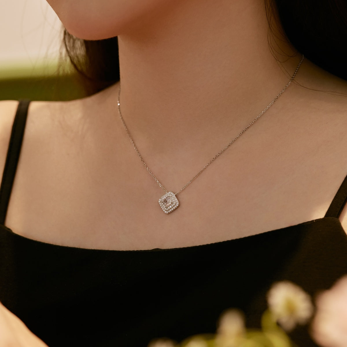 [Rose Tomorrow]Sparkling Asscher Cut Necklace