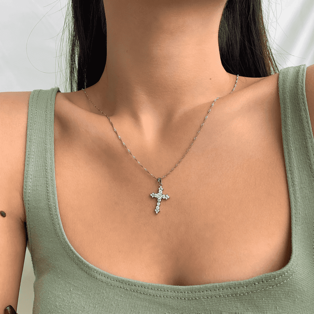 [Rose Tomorrow]Delicate Cross Shape Necklace