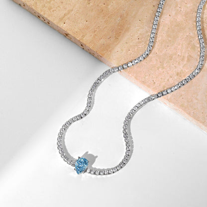 [Rose Tomorrow]1.0 carat Unique Pear Cut Tennis Necklace