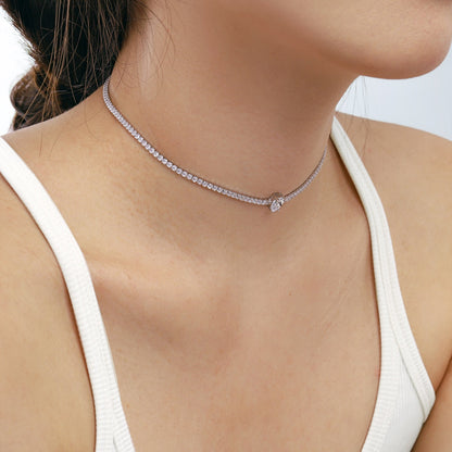 [Rose Tomorrow]1.0 carat Unique Pear Cut Tennis Necklace