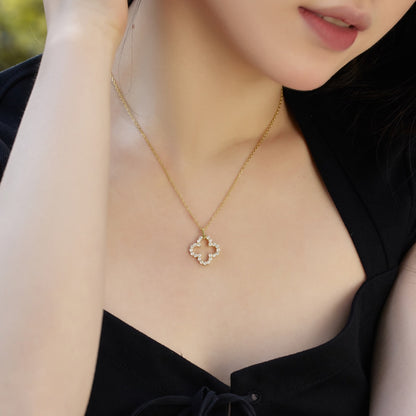 [Rose Tomorrow]Four-Leaf Clover Hollow Design Exquisite Necklace