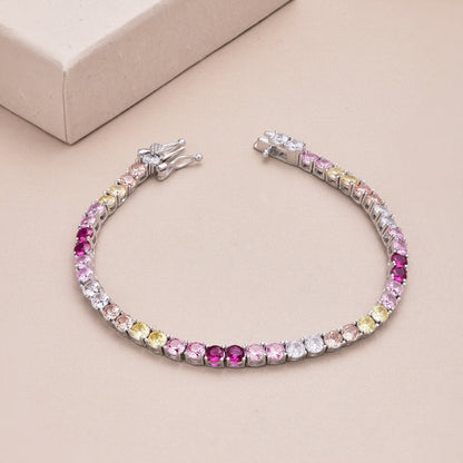 [Rose Tomorrow]Radiant Colorful Round Cut Tennis Bracelet