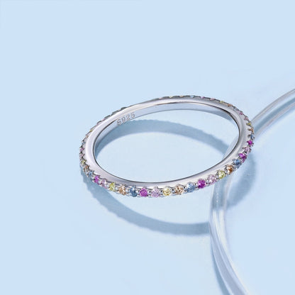 [Rose Tomorrow]Ornate Colorful Round Cut Tennis Ring