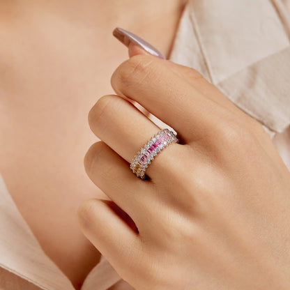 [Rose Tomorrow]Ornate Colorful Radiant Cut Daily Ring