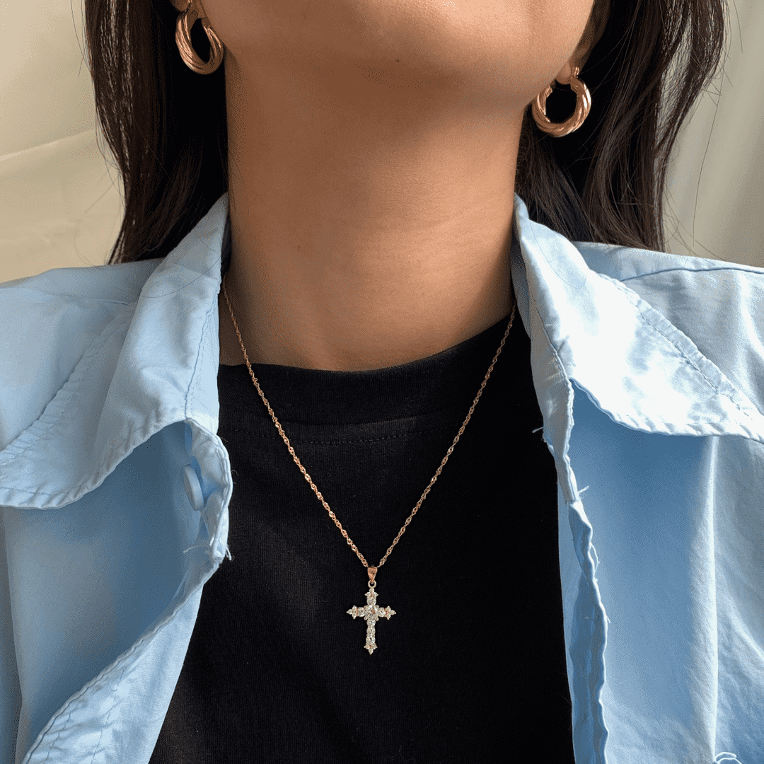 [Rose Tomorrow]Delicate Cross Shape Necklace