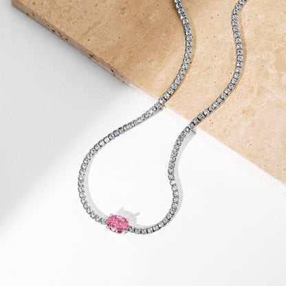 [Rose Tomorrow]1.0 Carat Shining Oval Cut Necklace