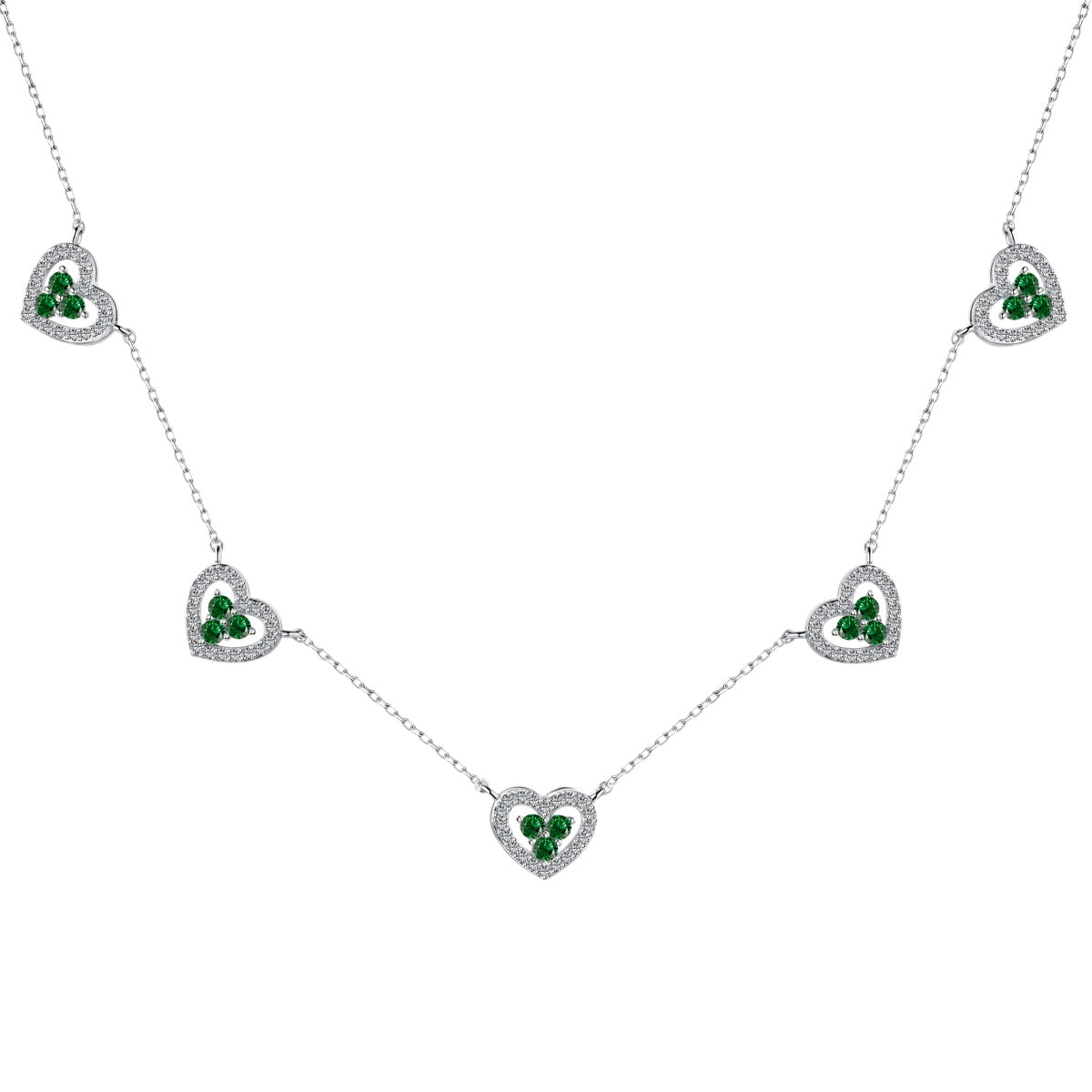 [Rose Tomorrow]Sparkling Five Heart Necklace