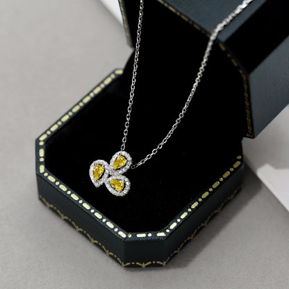 [Rose Tomorrow]Elegant Flower Shape Pear Cut Necklace