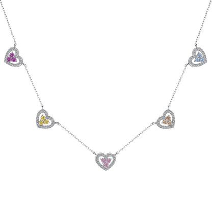 [Rose Tomorrow]Sparkling Five Heart Necklace