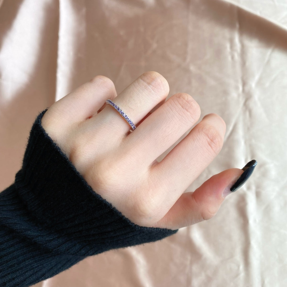 [Rose Tomorrow]Delicate Sparkling Round Cut Daily Ring