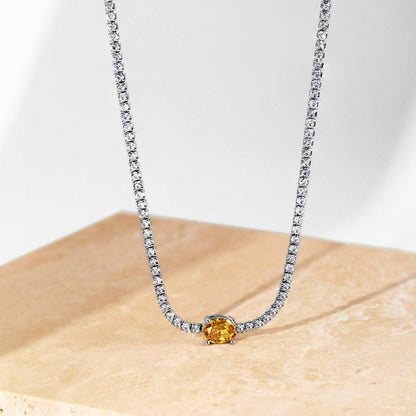 [Rose Tomorrow]1.0 Carat Shining Oval Cut Necklace