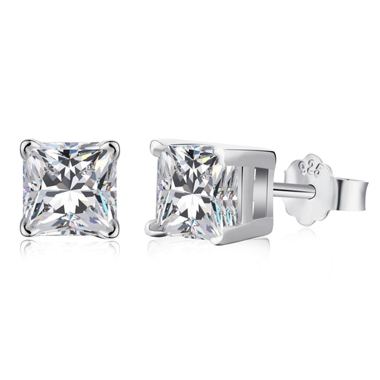 [Rose Tomorrow]1.0 Carat Radiant Princess Cut Wedding Earrings