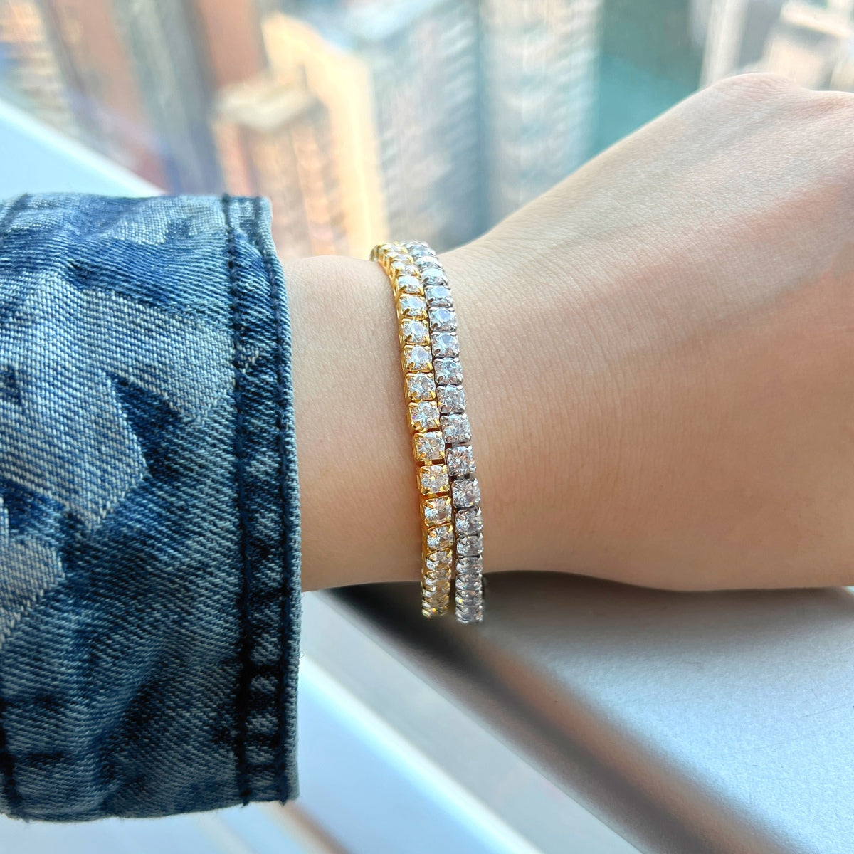 [Rose Tomorrow]Sparkling Radiant Princess Cut Tennis Bracelet