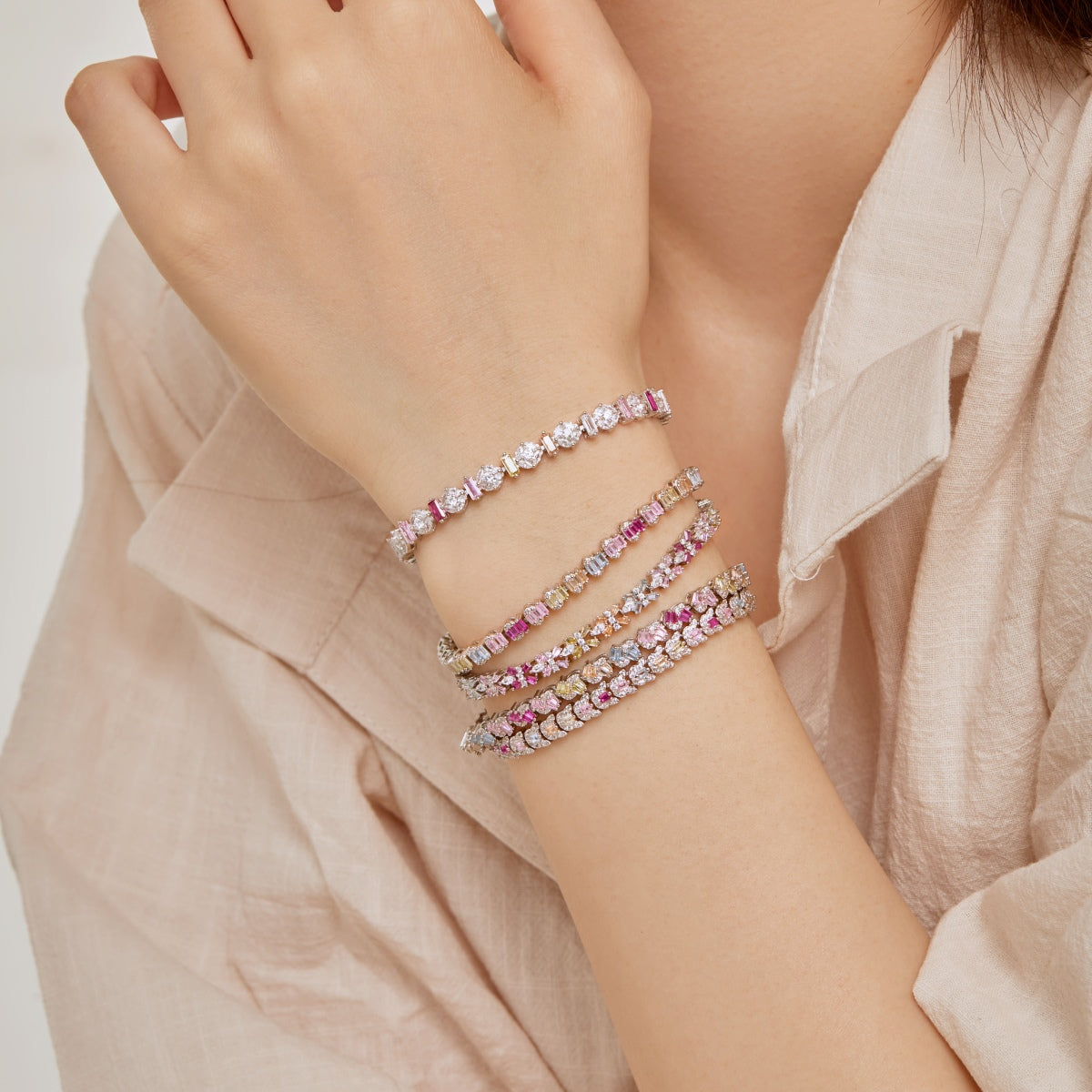 [Rose Tomorrow]Delicate Colorful Emerald Cut Party Bracelet