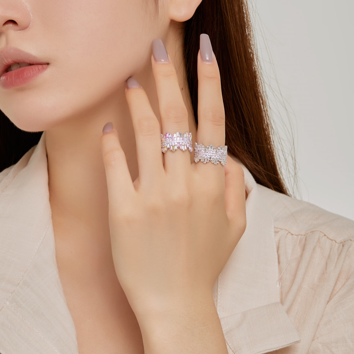 [Rose Tomorrow]Luxurious Colorful Radiant Cut Daily Ring