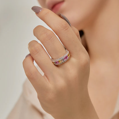 [Rose Tomorrow]Dainty Colorful Radiant Cut Daily Ring