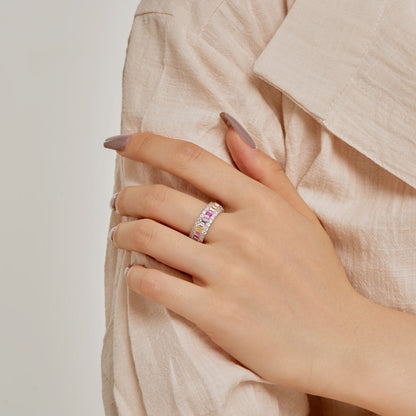 [Rose Tomorrow]Dainty Colorful Radiant Cut Daily Ring