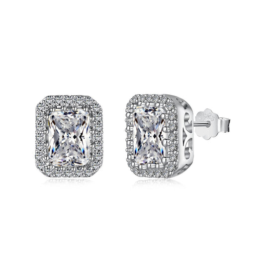 [Rose Tomorrow]1.0 Carat Luxurious Dainty Emerald Cut Daily Earrings