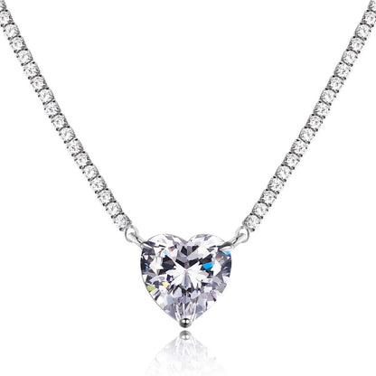 [Rose Tomorrow]8.0 Carat Versatile Colorful Sweet Heart-Shaped Tennis Necklace