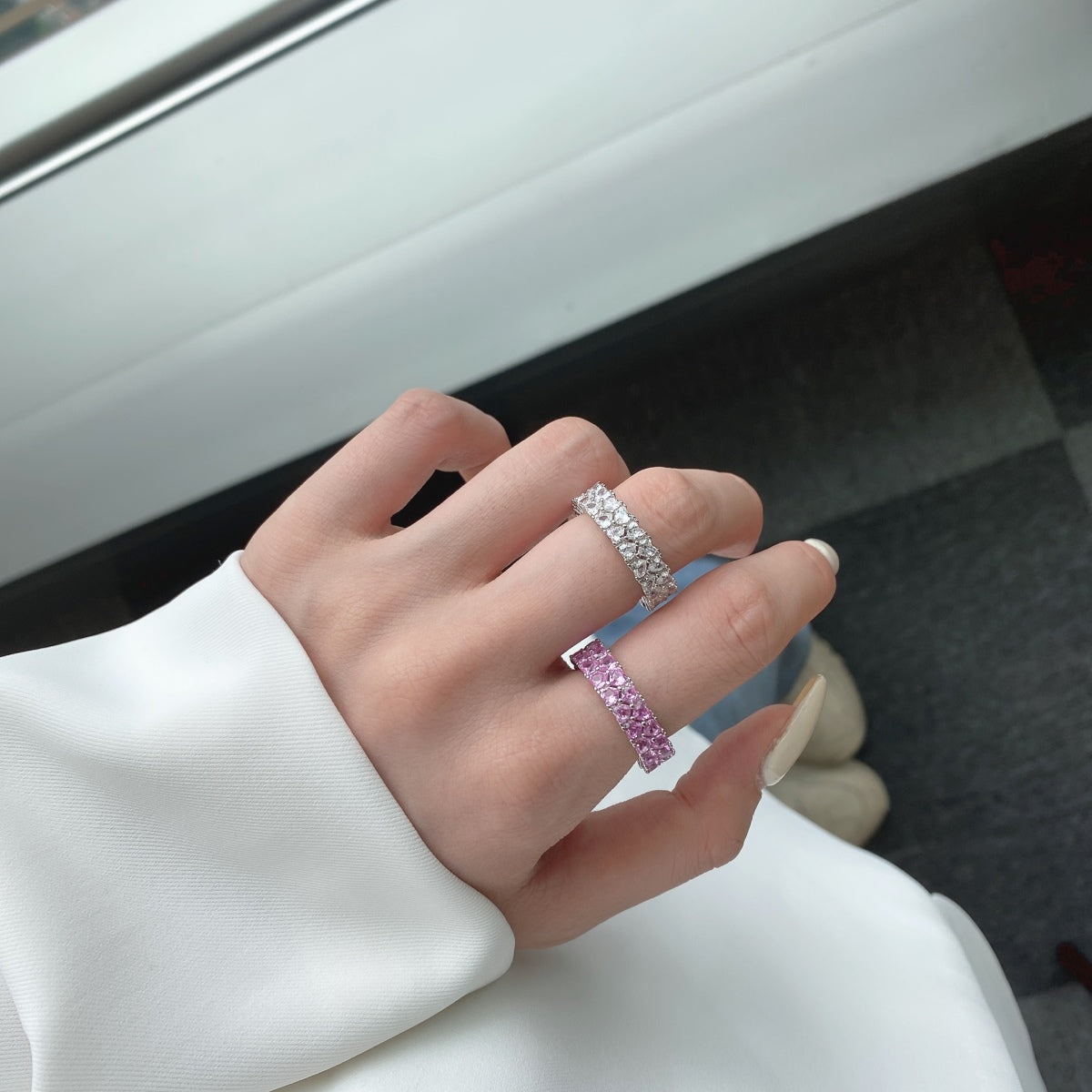 [Rose Tomorrow]Sparkling Full Heart Ring