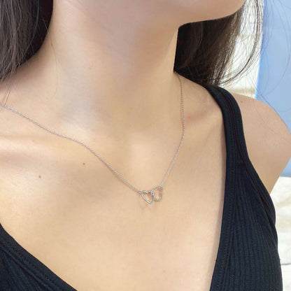 [Rose Tomorrow]Sterling Silver Love Double Ring Necklace