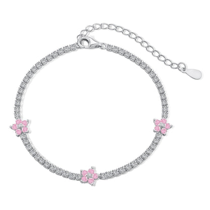 [Rose Tomorrow]Sparkling Flower Shape Tennis Bracelet