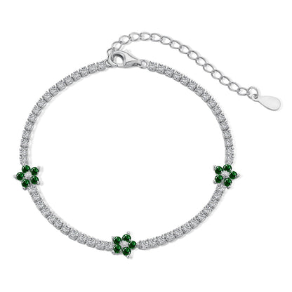 [Rose Tomorrow]Sparkling Flower Shape Tennis Bracelet