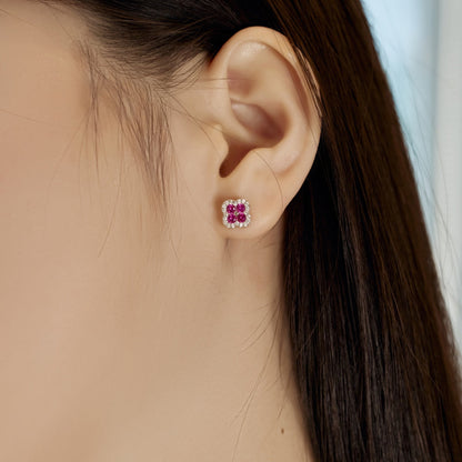 [Rose Tomorrow]Four-Leaf Clover Flower Shaped Earrings