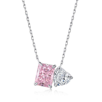 [Rose Tomorrow]Dazzling Square & Heart Shape Necklace