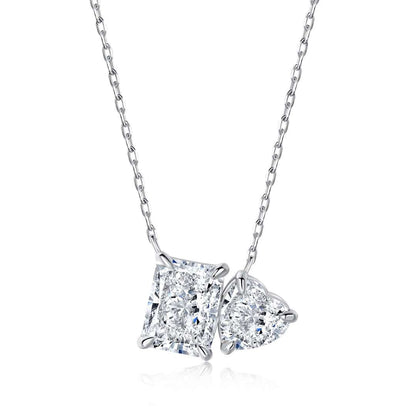 [Rose Tomorrow]Dazzling Square & Heart Shape Necklace