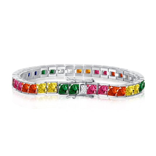 [Rose Tomorrow]Radiant Colorful Princess Cut Tennis Bracelet