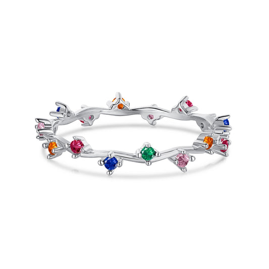 [Rose Tomorrow]Radiant Colorful Round Cut Daily Ring