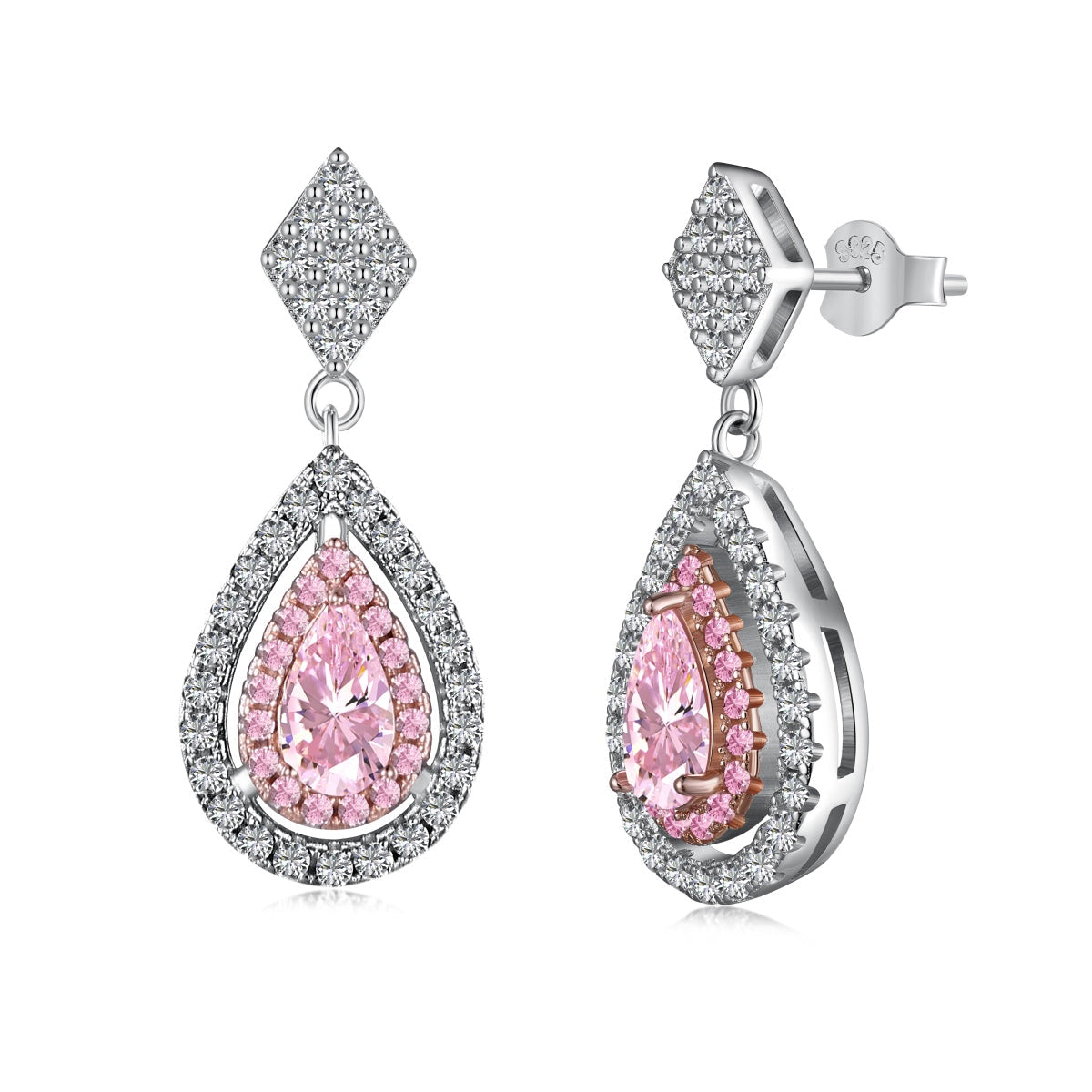 [Rose Tomorrow]Ornate Delicate Water Drop Shape Banquet Earrings