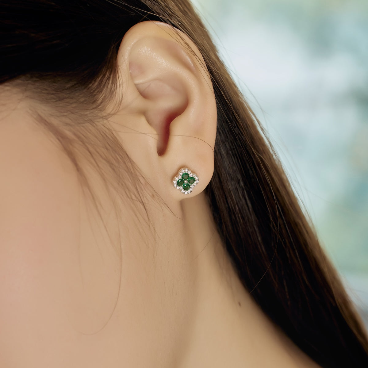 [Rose Tomorrow]Four-Leaf Clover Flower Shaped Earrings