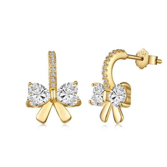 [Rose Tomorrow]Exquisite Earrings With Heart-Shaped Bow Design