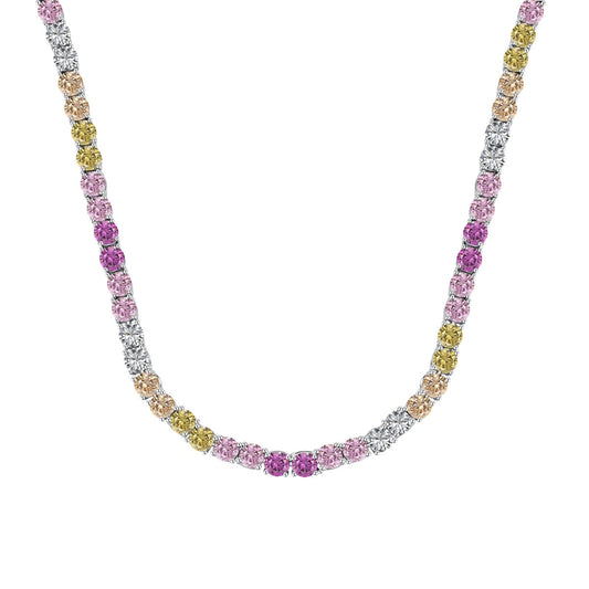 [Rose Tomorrow]Delicate Colorful Tennis Necklace