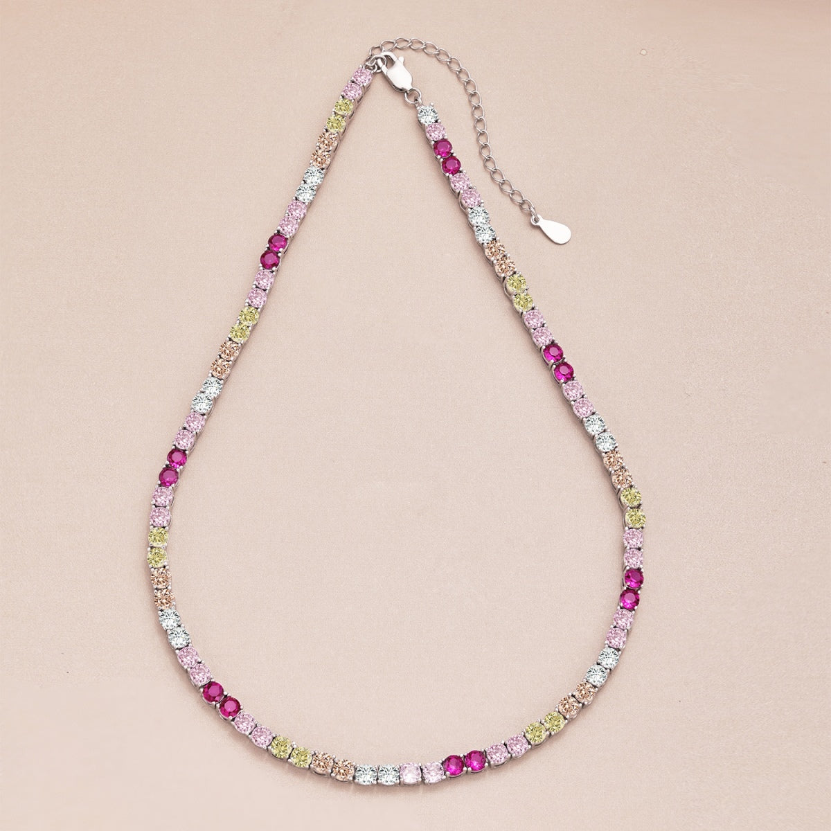 [Rose Tomorrow]Delicate Colorful Tennis Necklace