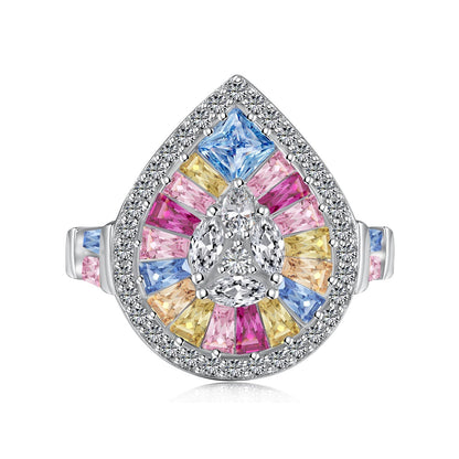 [Rose Tomorrow]Elegant Colorful Water Drop Shape Banquet Ring