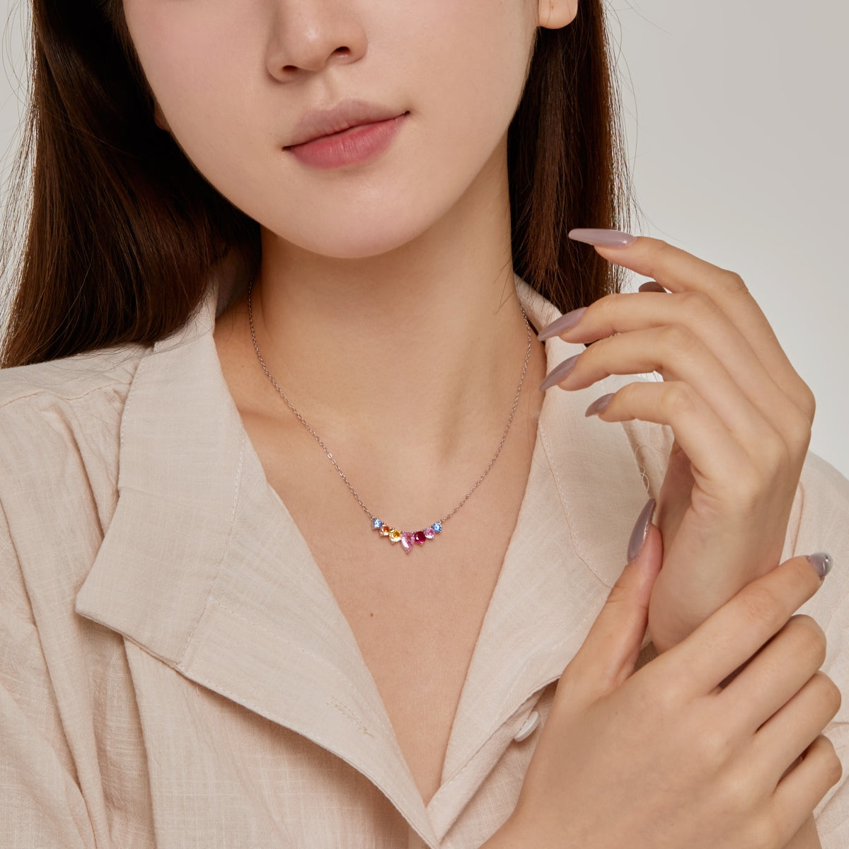 [Rose Tomorrow]Dainty Colorful Heart Necklace