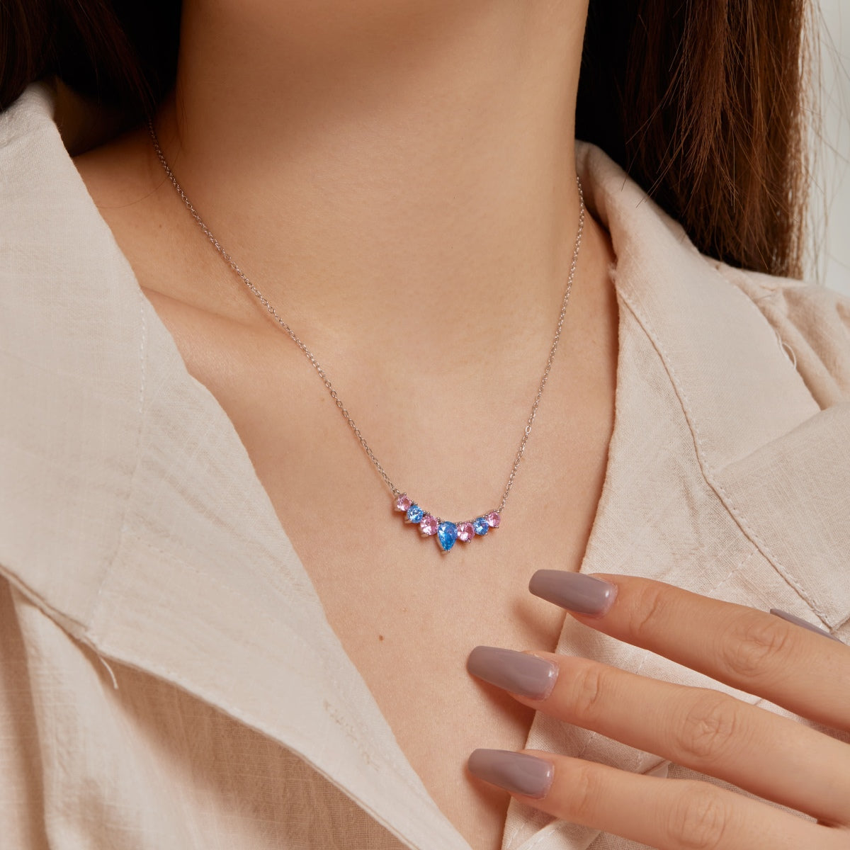 [Rose Tomorrow]Dainty Colorful Heart Necklace