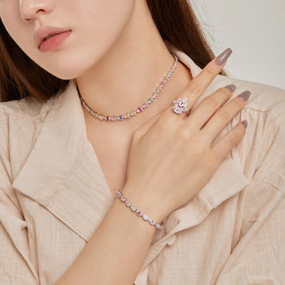 [Rose Tomorrow]Sparkling Colorful Water Drop Shape Daily Ring