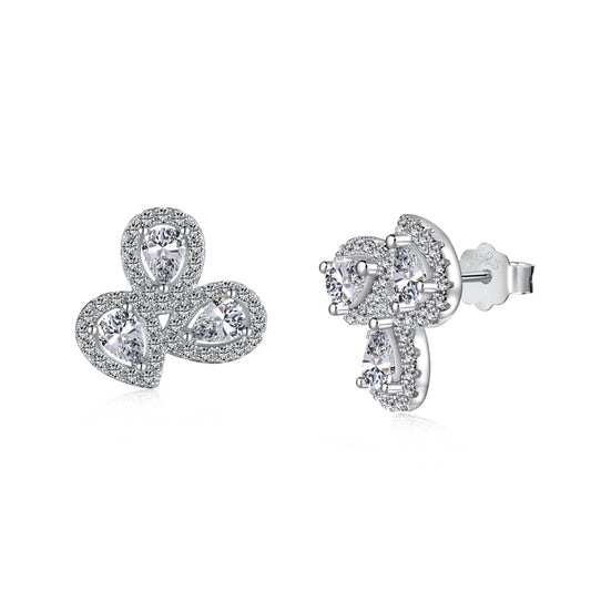 [Rose Tomorrow]Ornate Flower Shape Pear Cut Lover Earrings