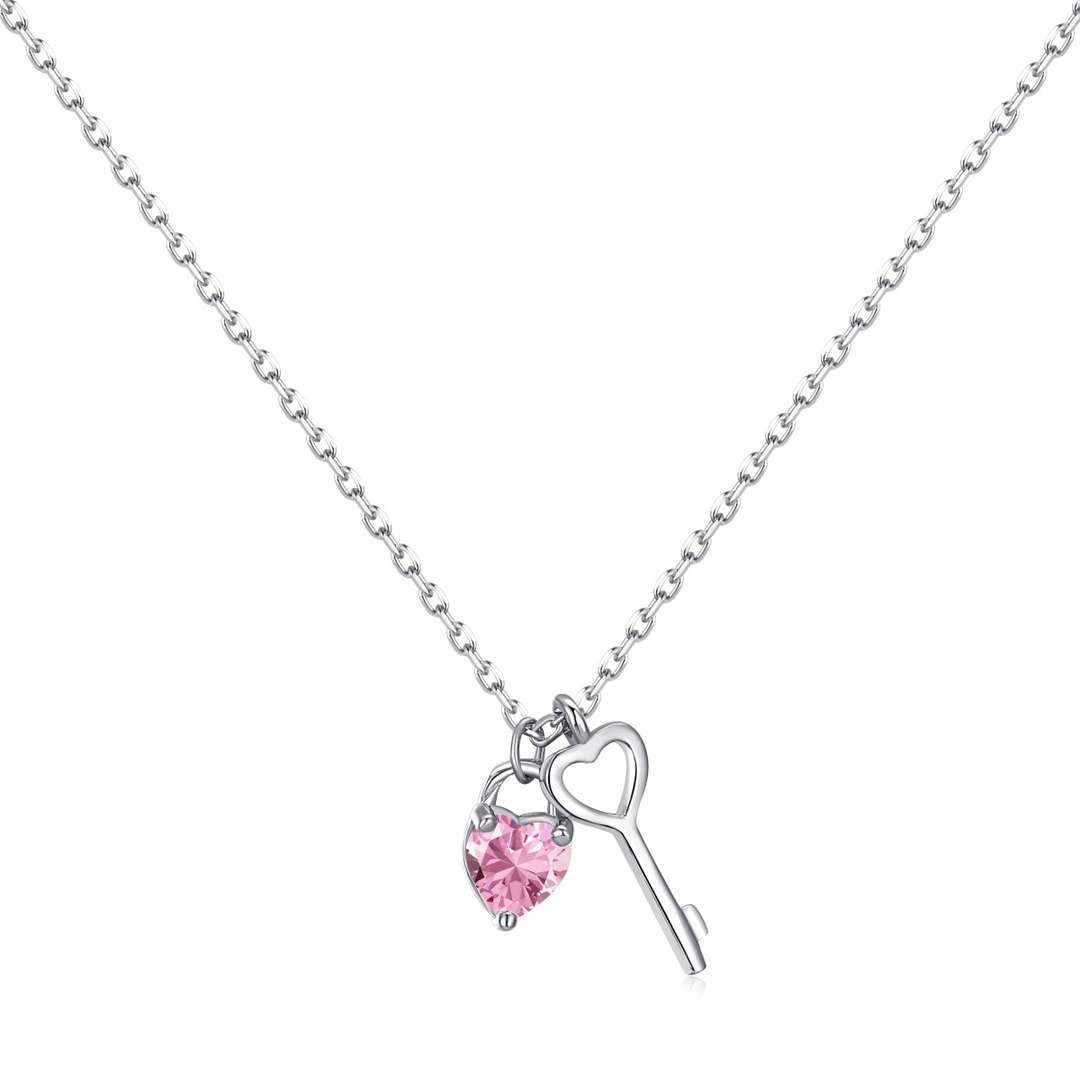 [Rose Tomorrow]Unique Heart Shape Key Pendent Necklace