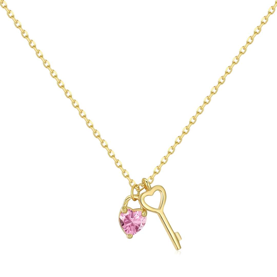 [Rose Tomorrow]Unique Heart Shape Key Pendent Necklace