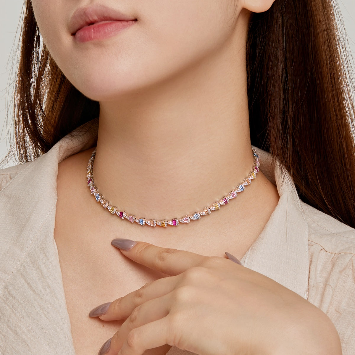 [Rose Tomorrow]Radiant Colorful Rainbow Necklace